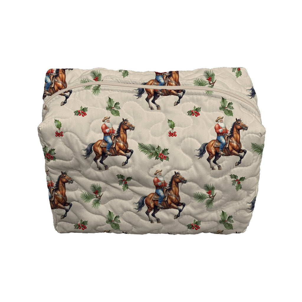 Cowboy Christmas Embroidered Makeup Bag