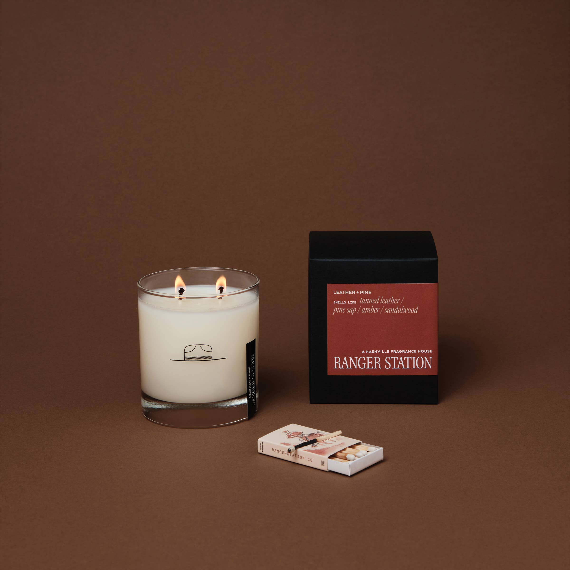 Leather + Pine Reed Candle