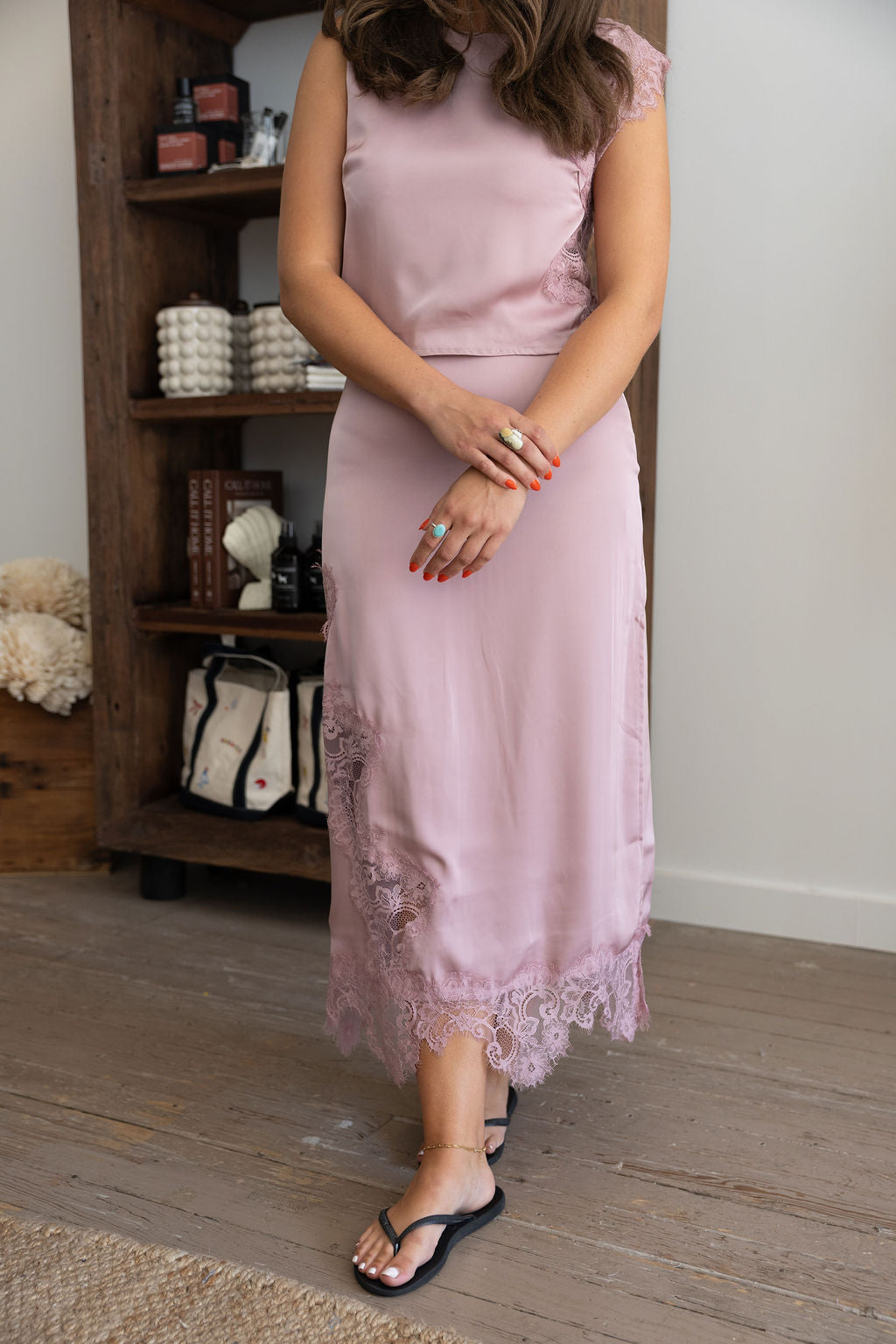 Holland Lace Skirt in Dusty Rose