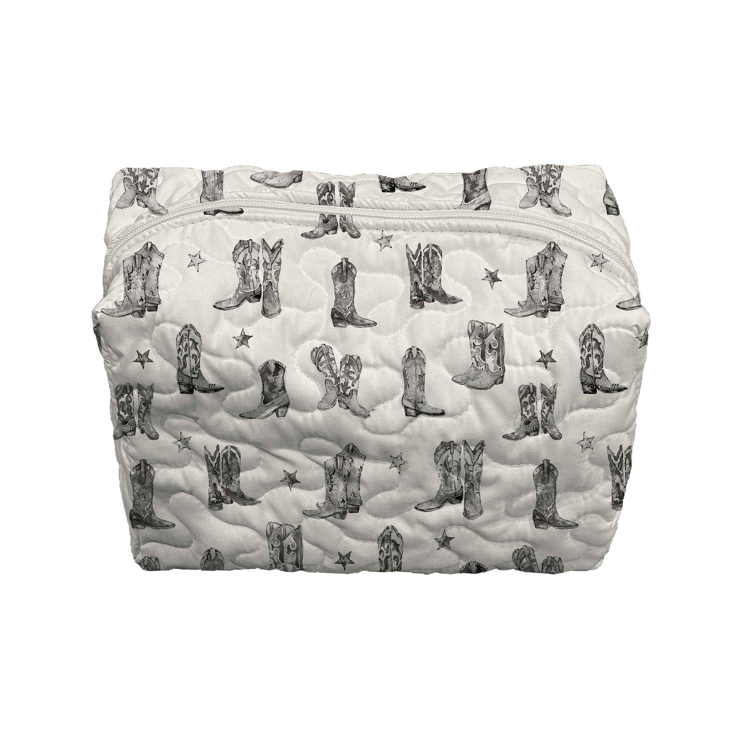 Thunderbird Boots Linen/Black Quilted Makeup Bag