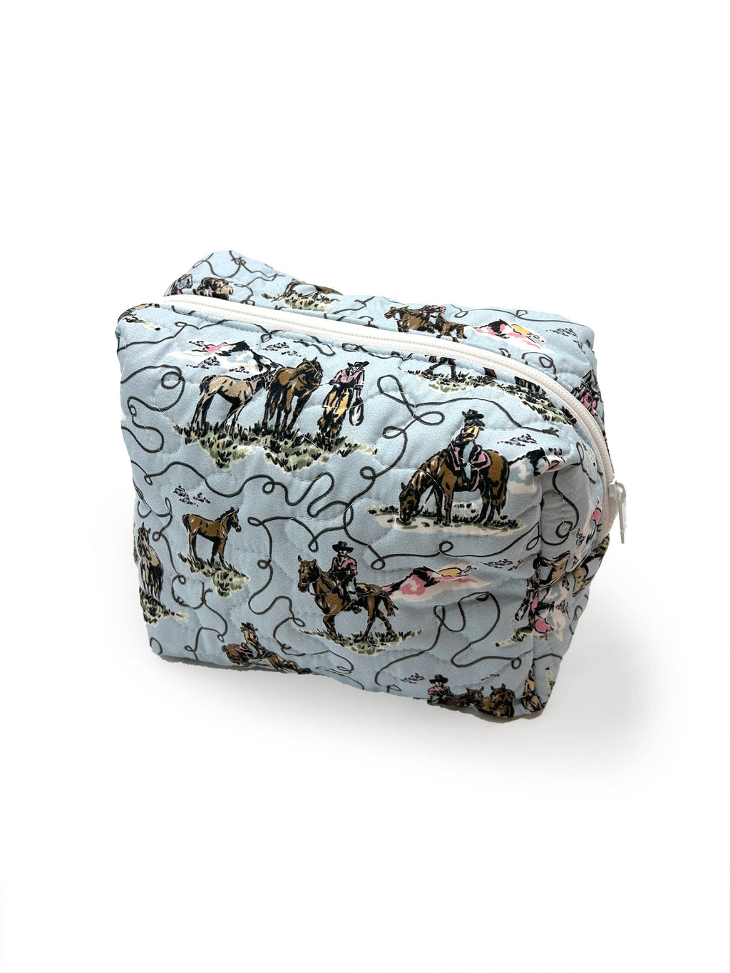 Sierra Cowgirl Blue Quilted Makeup Bag