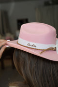 Braided leather hat band - Brown
