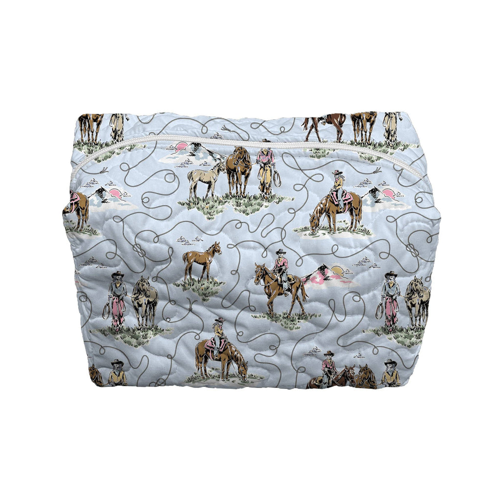 Sierra Cowgirl Blue Quilted Makeup Bag
