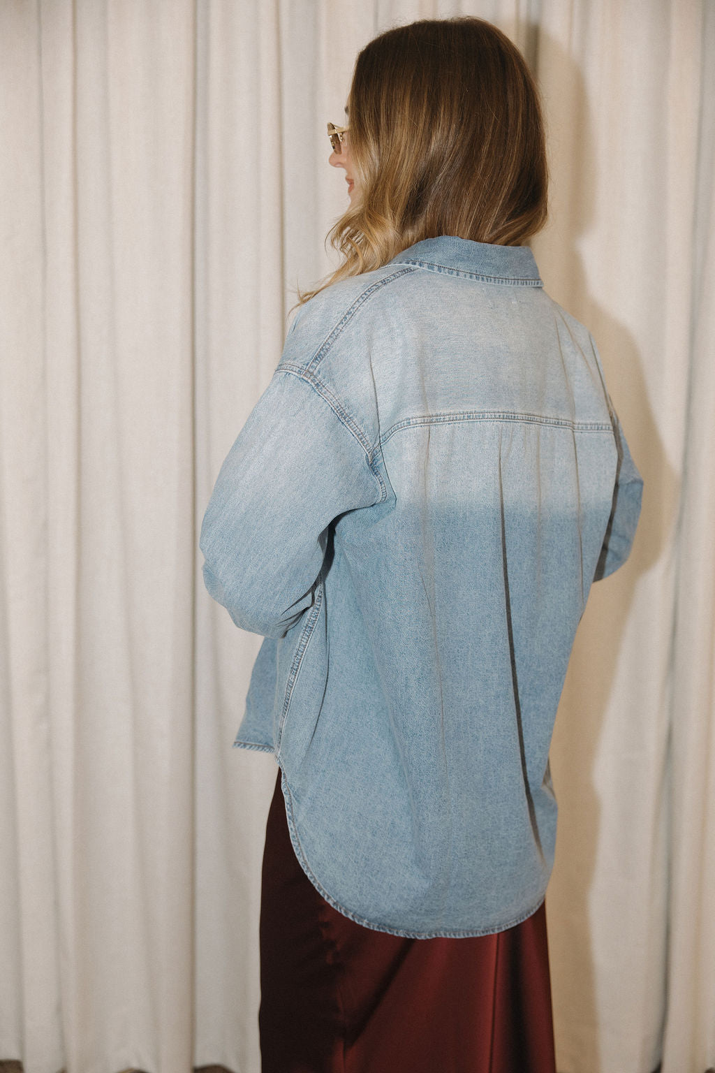 Indy Chambray Denim Button-Down Shirt