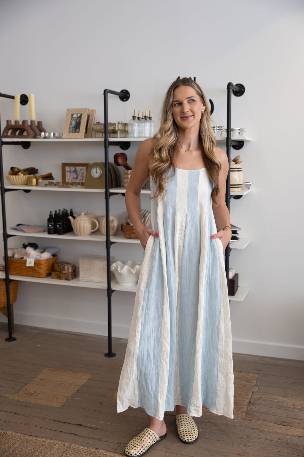 Palm Beach Striped Midi Dress