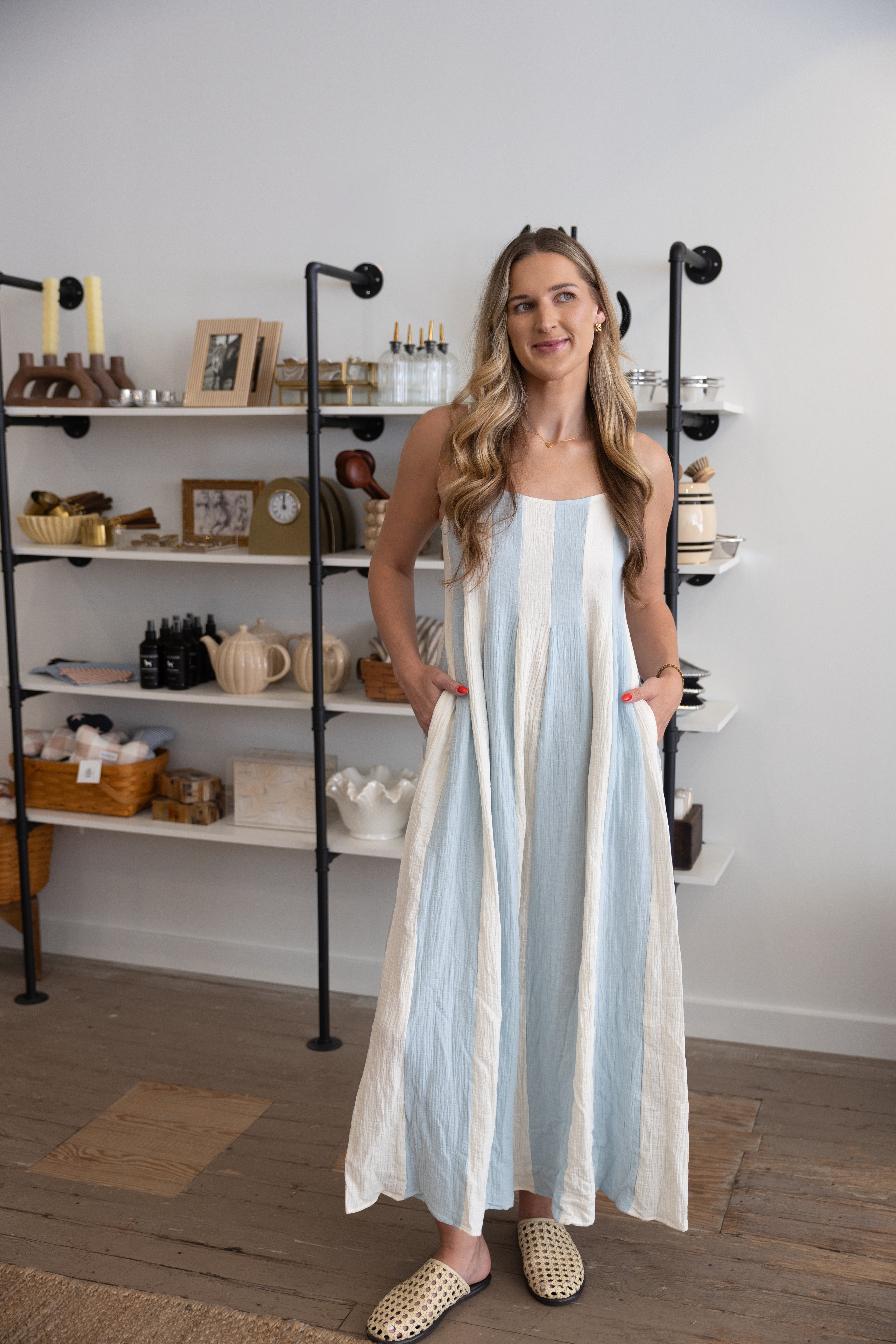 Palm Beach Striped Midi Dress