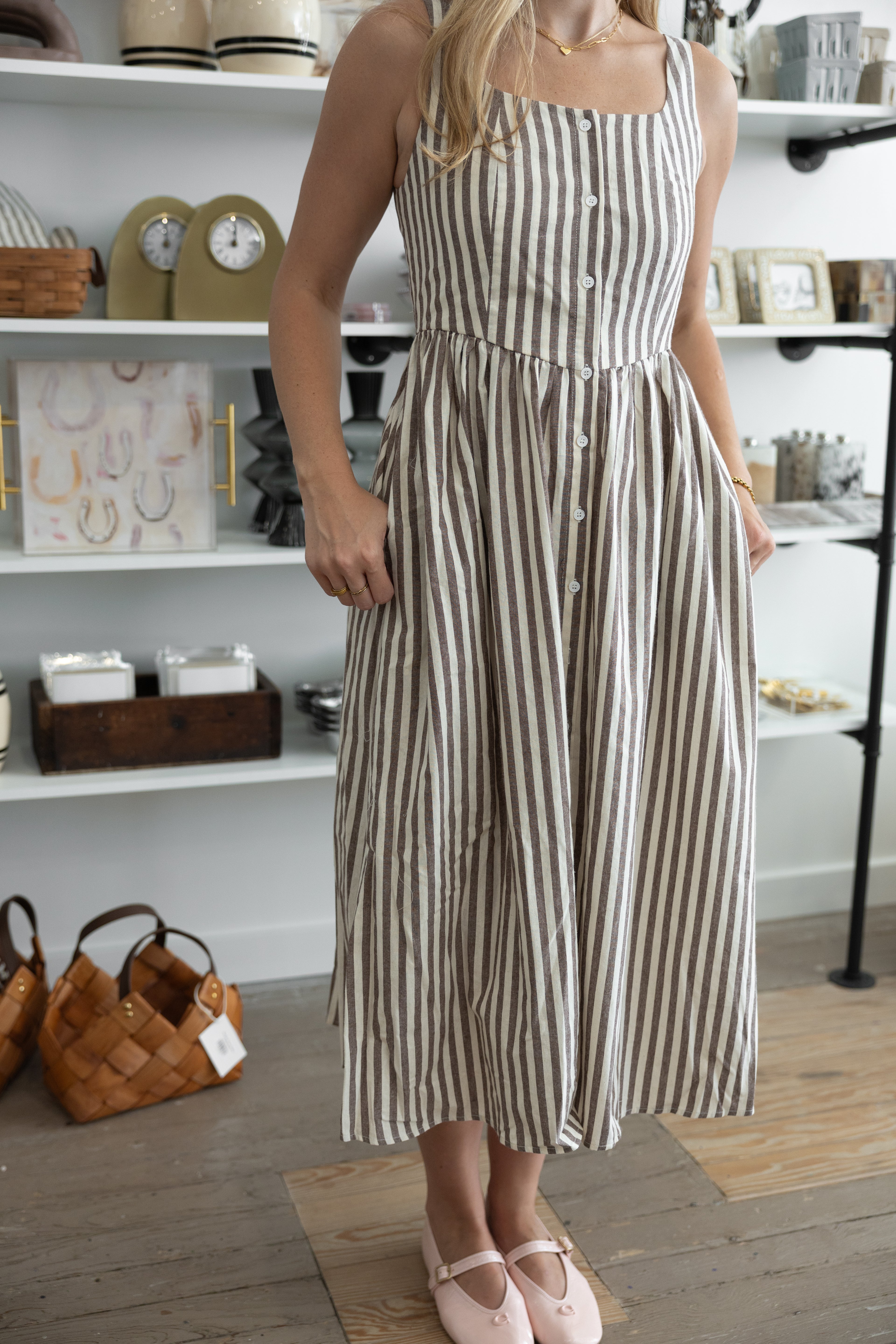 Dream Catcher Striped Button Down Dress