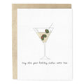 Olive Birthday Wishes Martini Hand-Illustrated Greeting Card