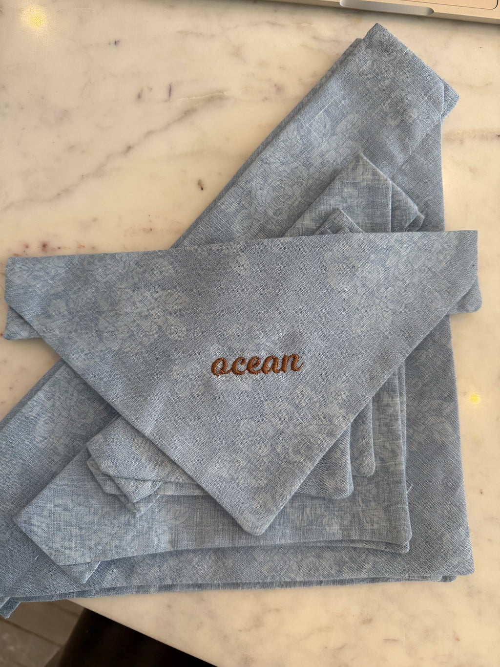 Baby Blue Embroidered Dog Scarf