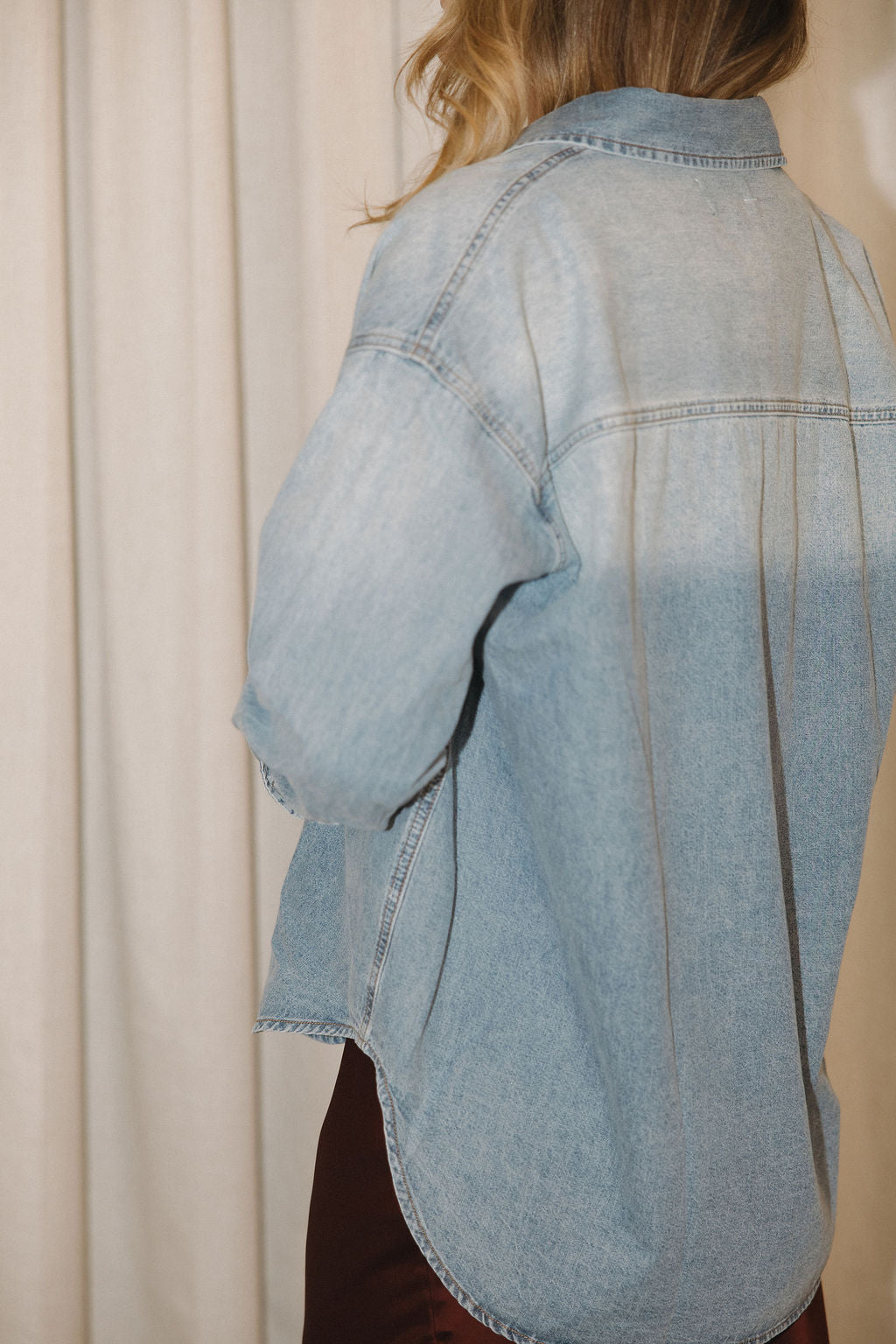 Indy Chambray Denim Button-Down Shirt