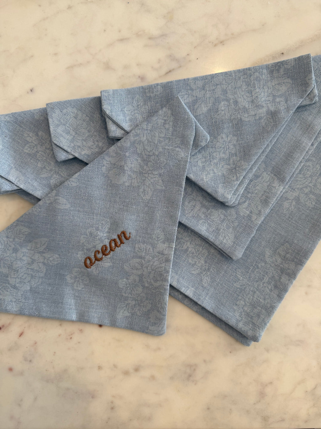 Baby Blue Embroidered Dog Scarf