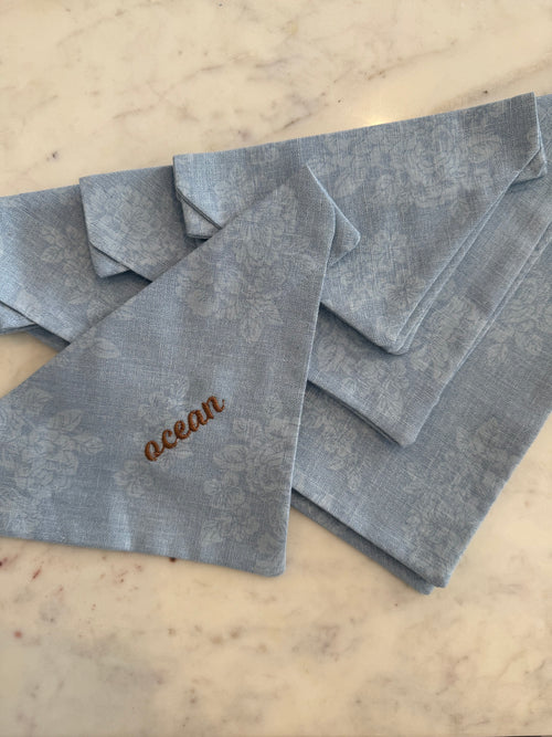 Baby Blue Embroidered Dog Scarf