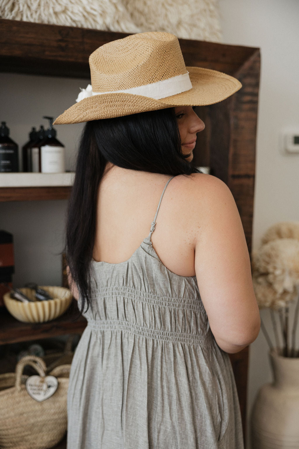 Marie Maxi Dress in Olive Grey