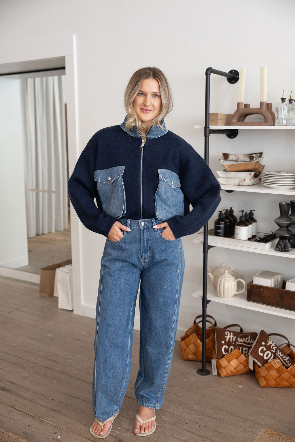 Briley Sweater Jacket in Navy