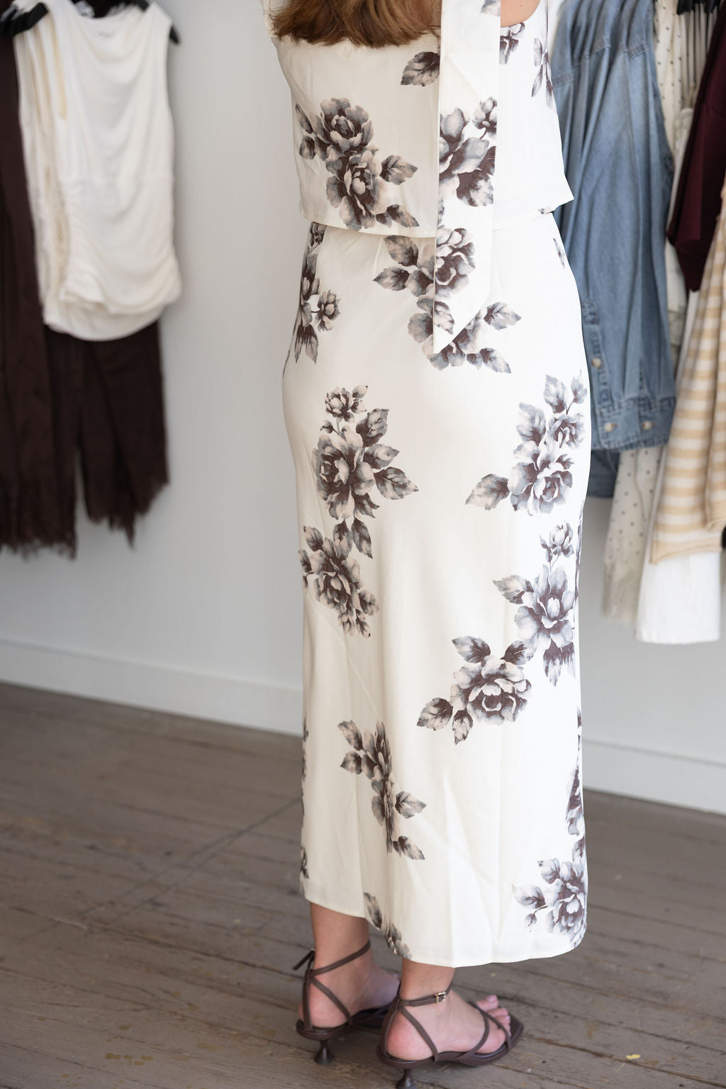Kasey Cream and Grey Floral Top