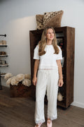 Grayson Dotted Lace Trim Pants