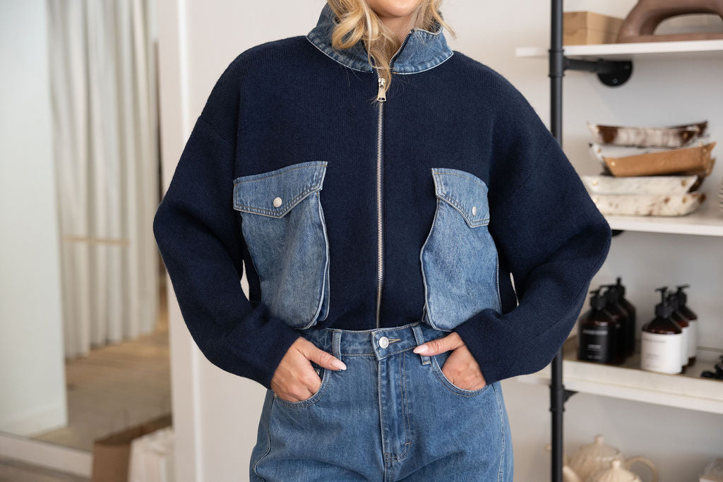Briley Sweater Jacket in Navy