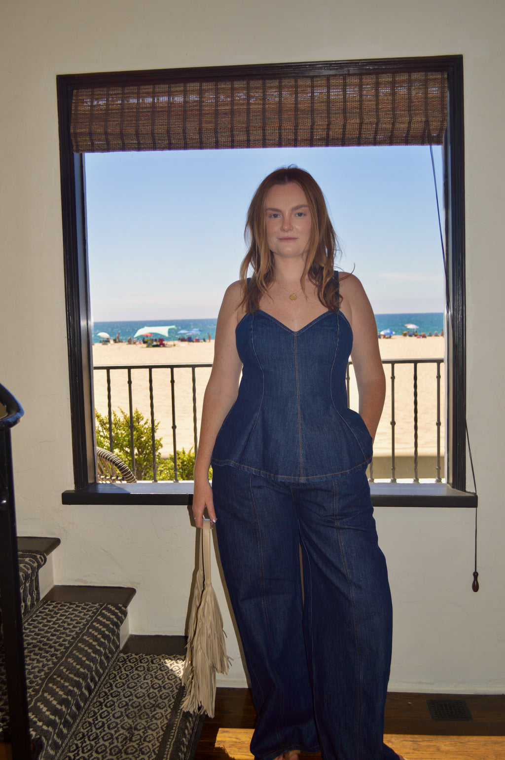 Gigi Denim Peplum Top