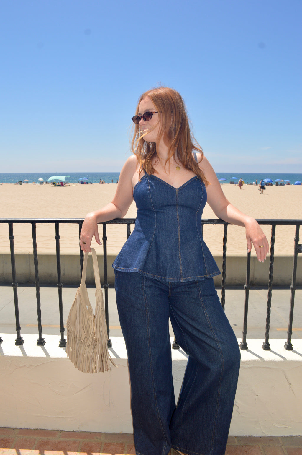 Gigi Denim Peplum Top