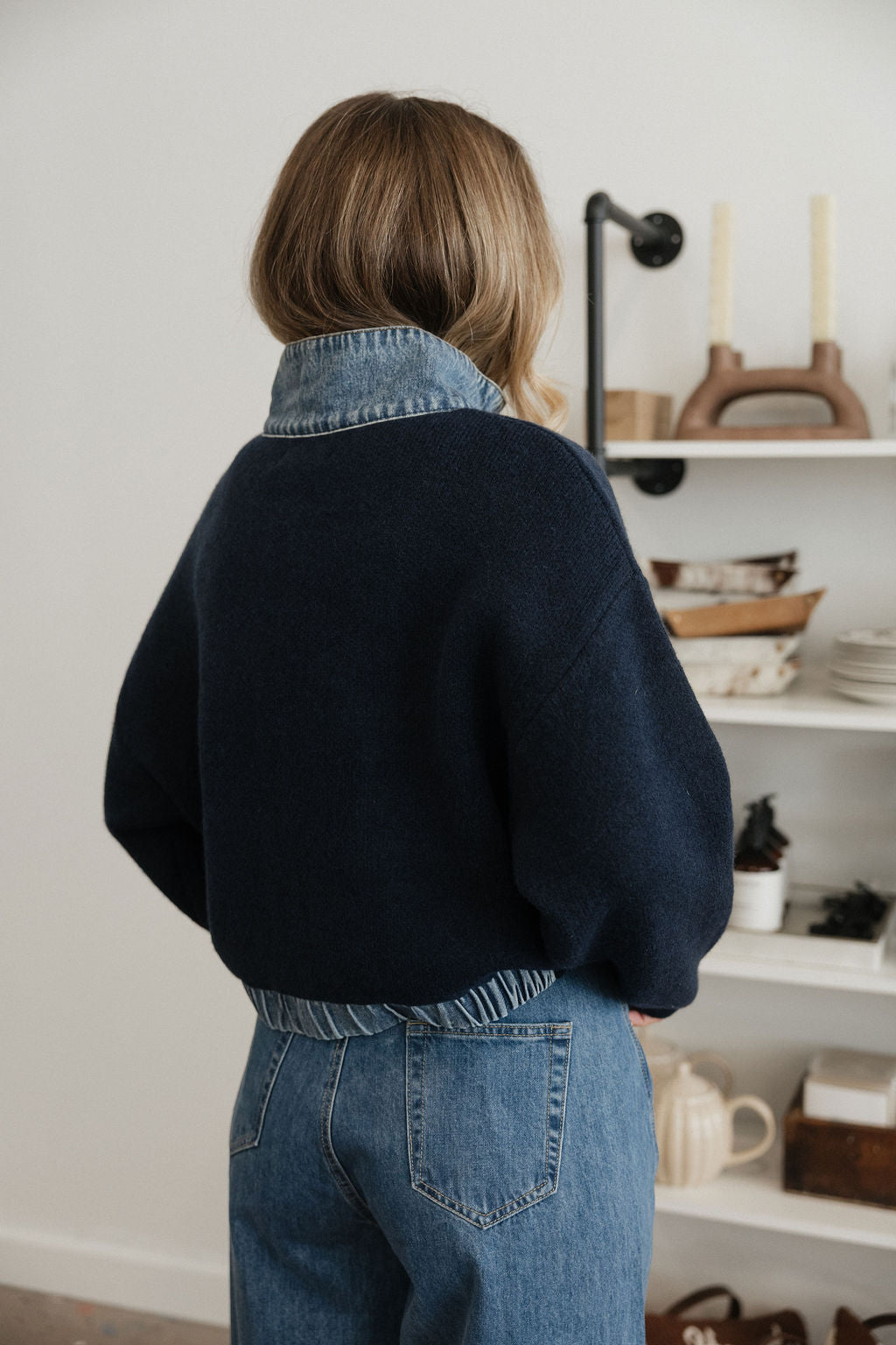 Briley Sweater Jacket in Navy