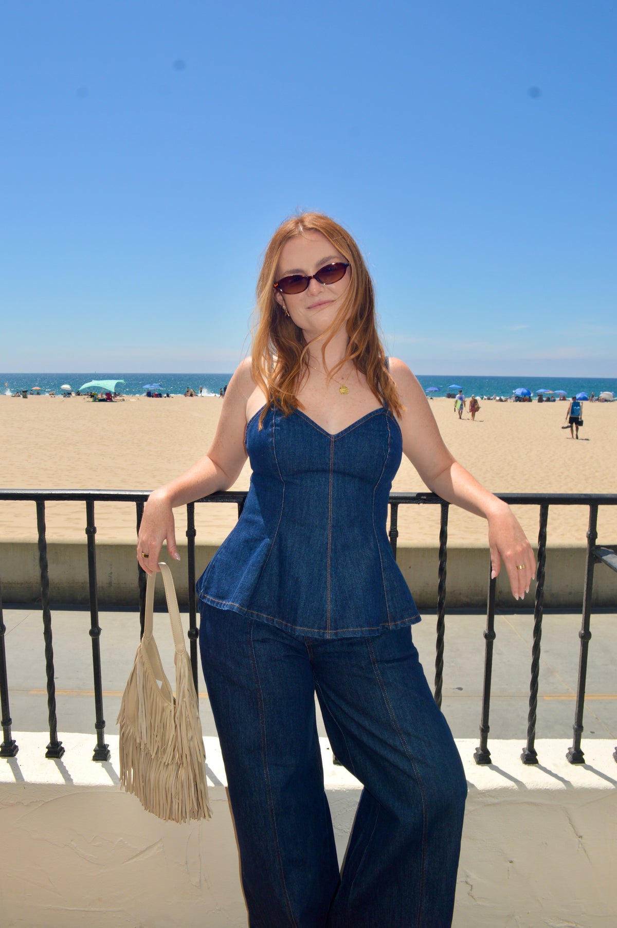 Gigi Denim Peplum Top