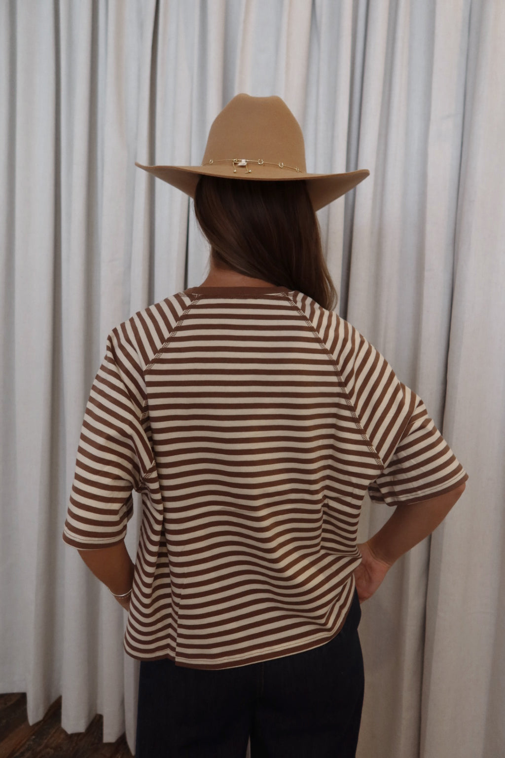 All Day Tee in Brown and White