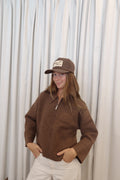 The Marlow Collared Zip Up in Chocolate