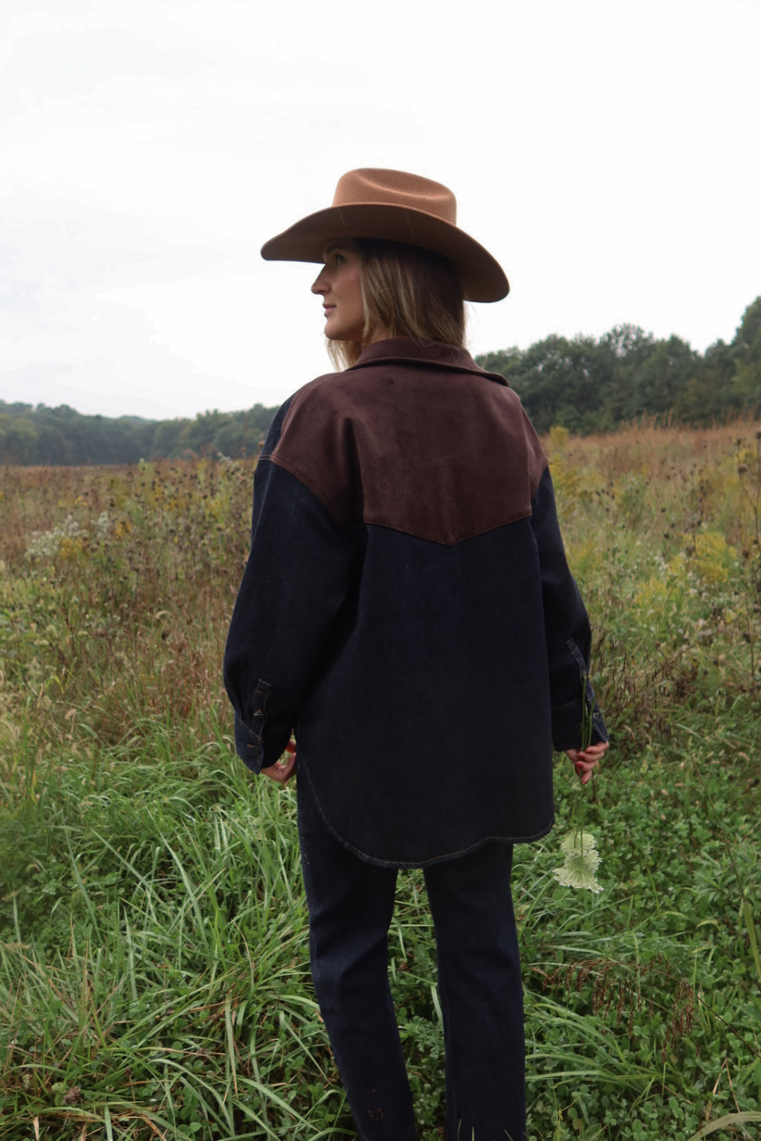 Suede Mix Denim Shirt Jacket