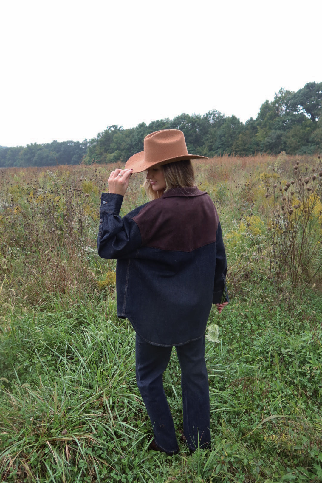 Suede Mix Denim Shirt Jacket
