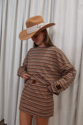 Keller Stripe Skort in Tan and Brown