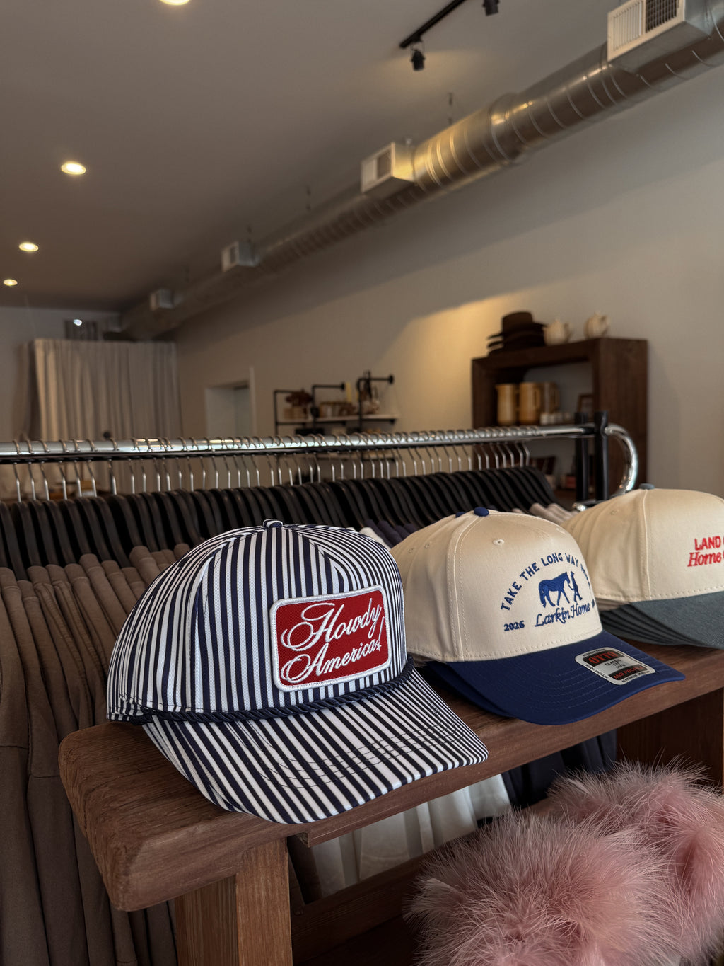 Howdy America Blue Striped Patch Hat