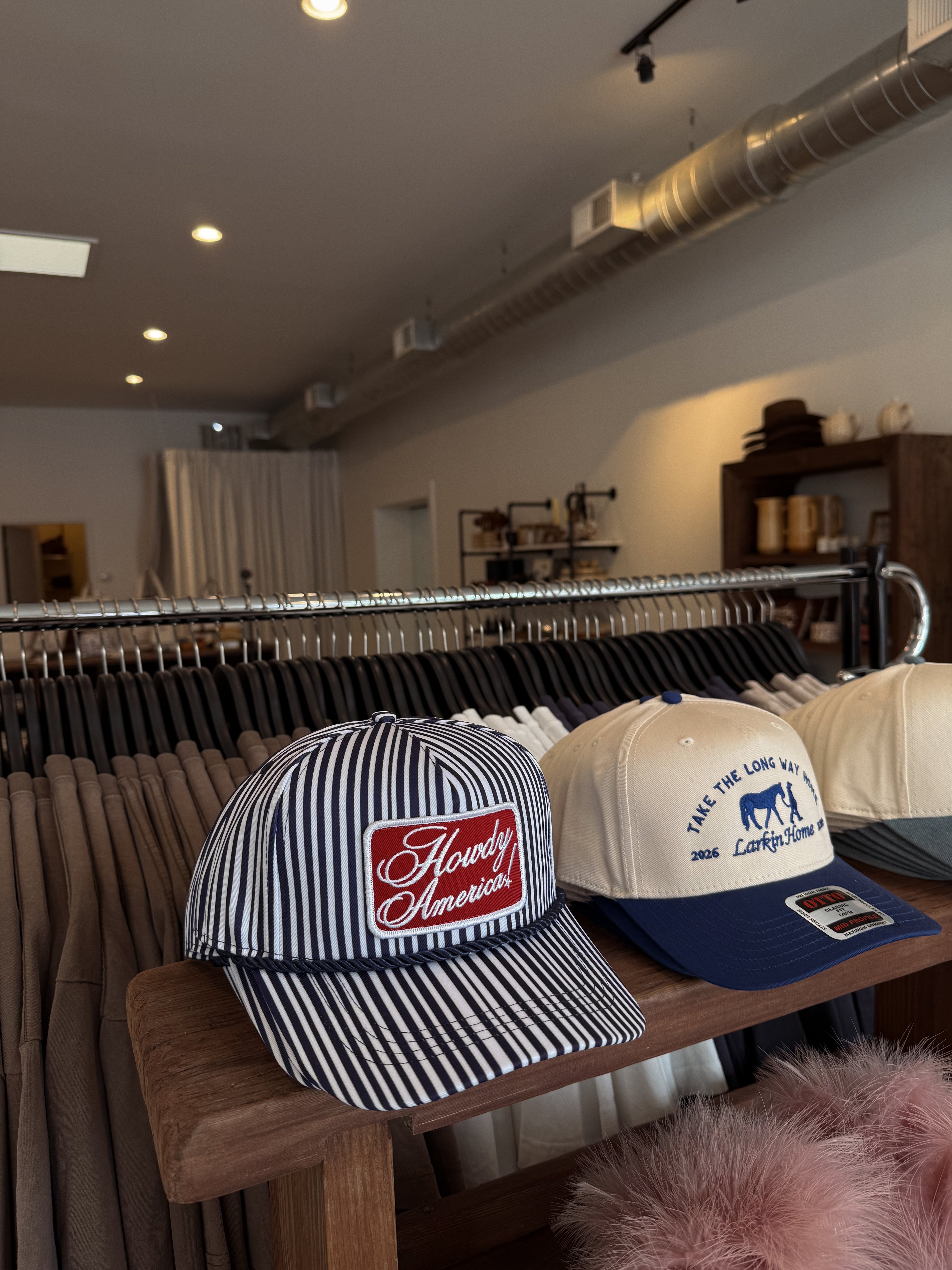Howdy America Blue Striped Patch Hat
