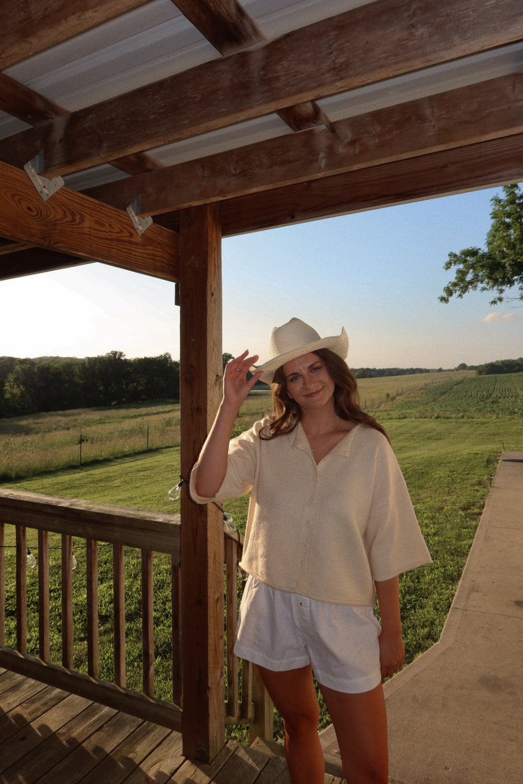 June Quarter Sleeve Cardigan in Cream