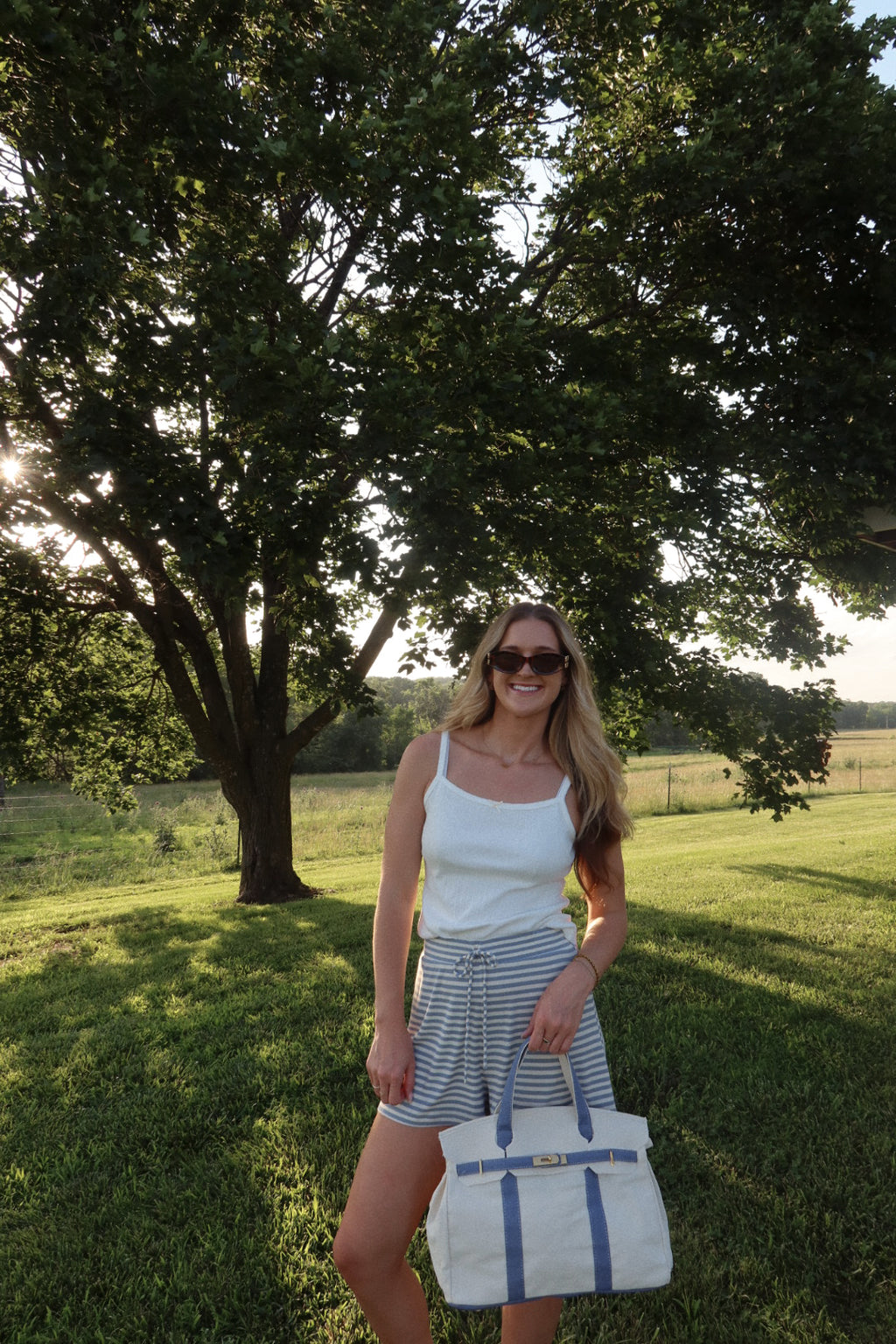 Hamptons Striped Elastic Waist Shorts