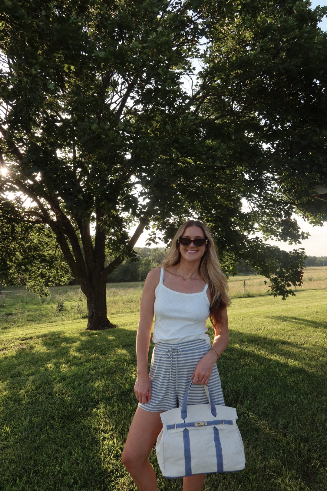 Hamptons Striped Elastic Waist Shorts