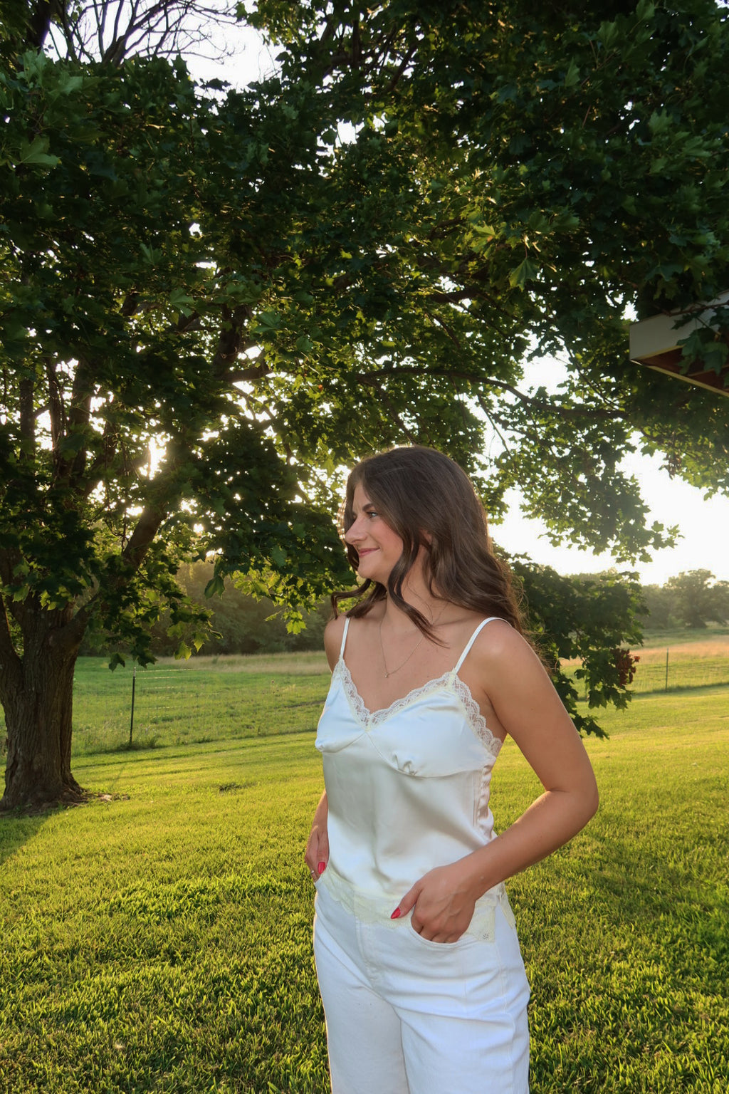 Elise Lace Cami in Cream
