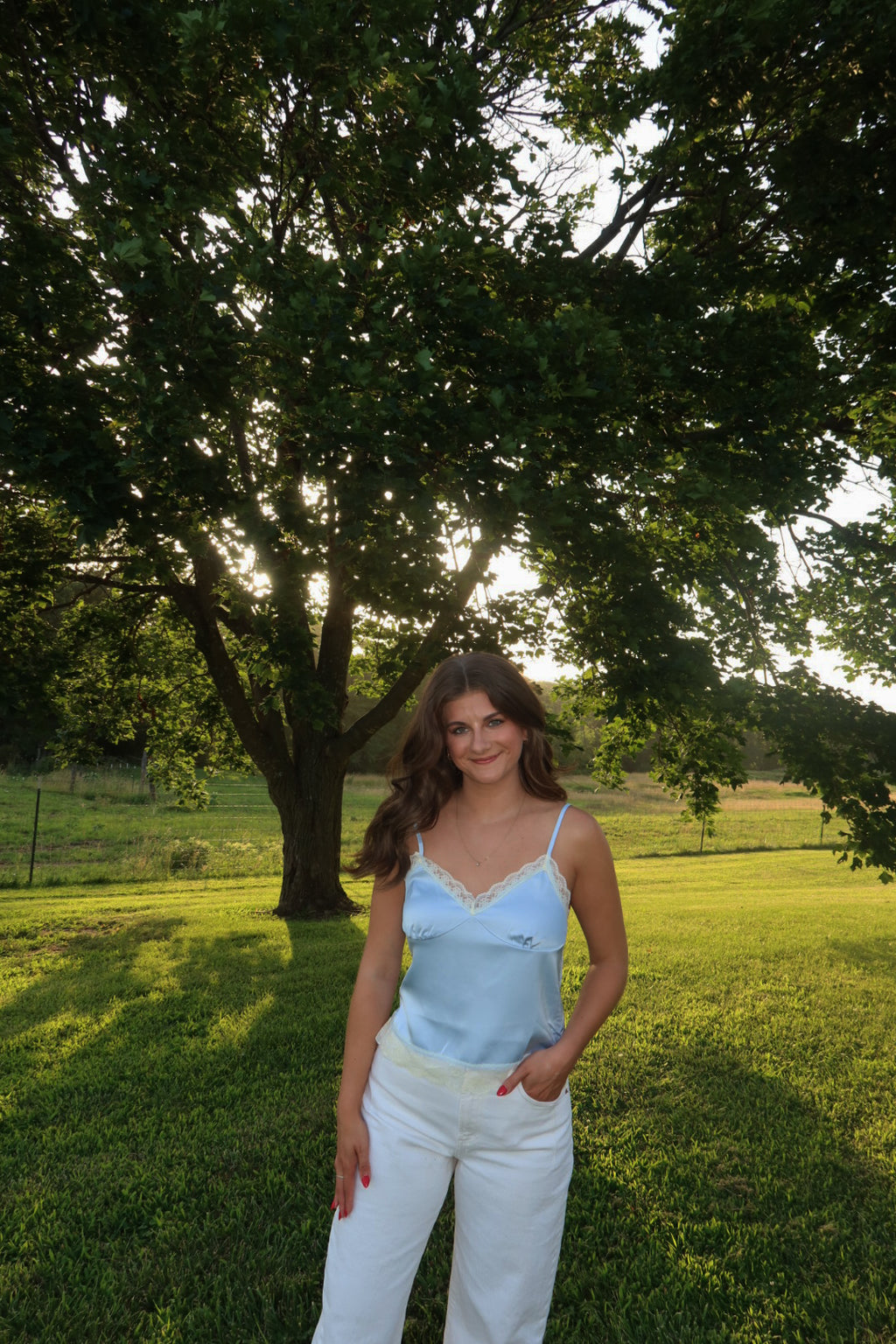 Elise Lace Cami in Blue
