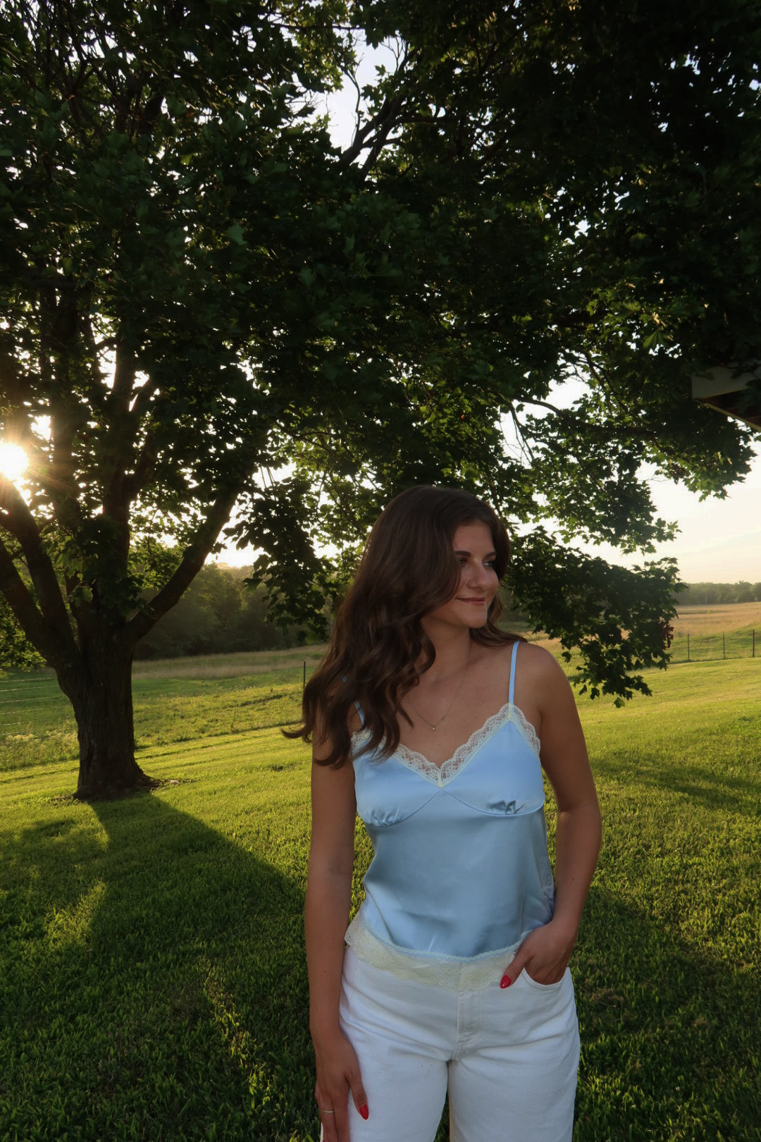 Elise Lace Cami in Blue