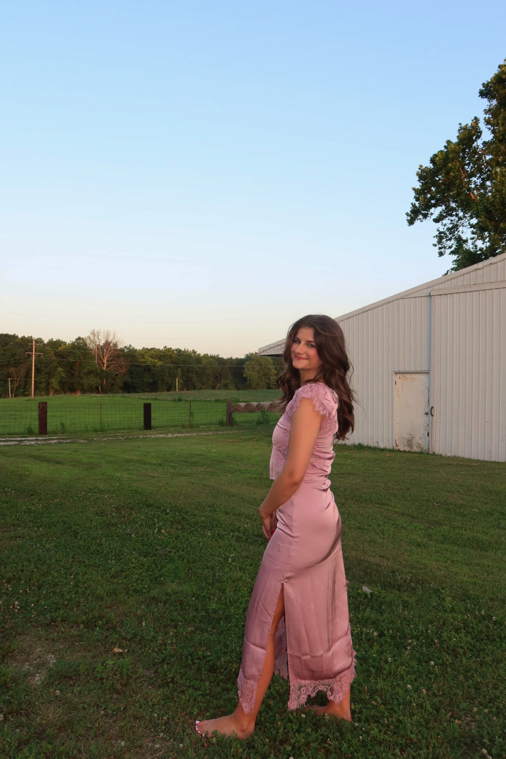 Holland Lace Skirt in Dusty Rose