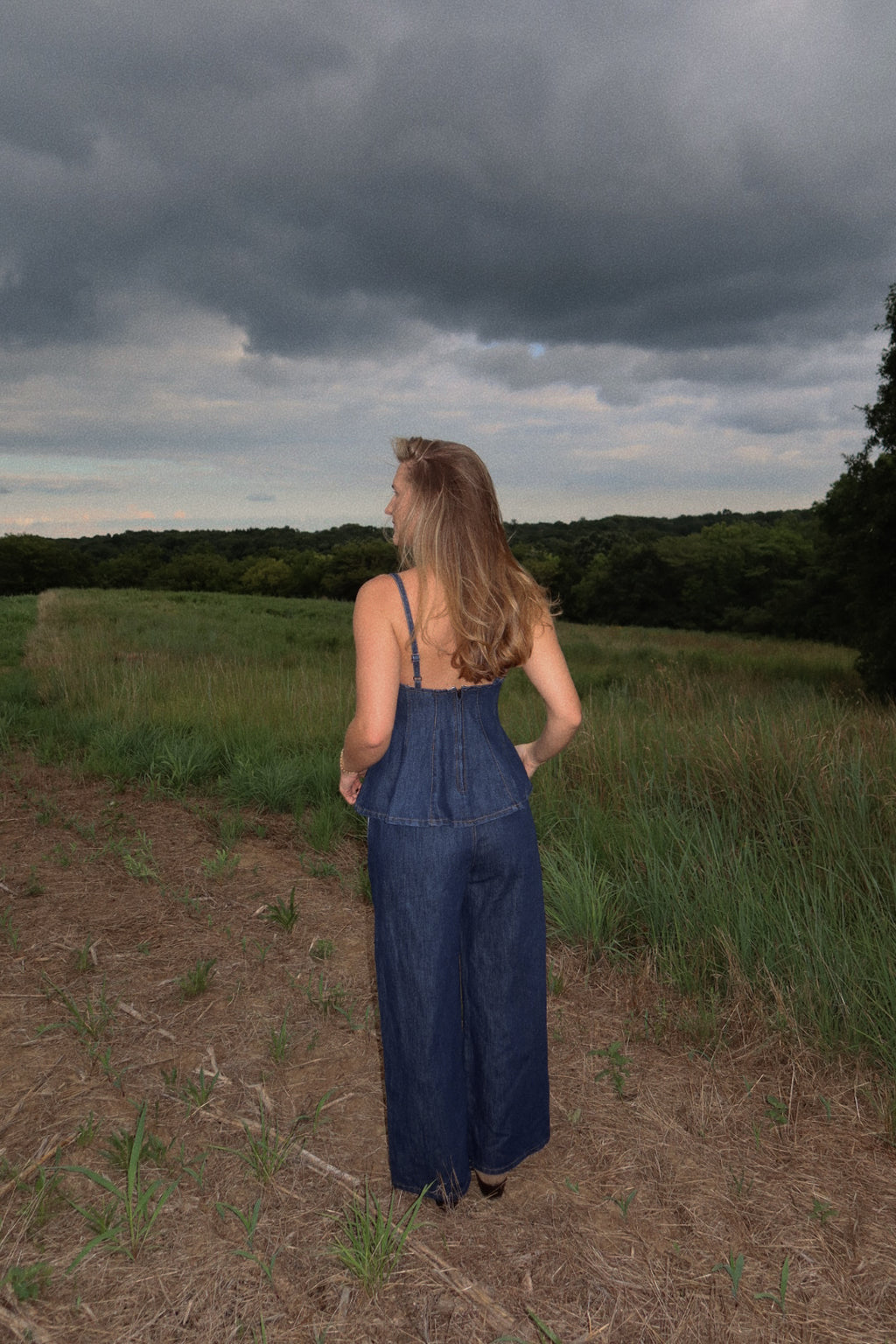 Gigi Denim Peplum Top