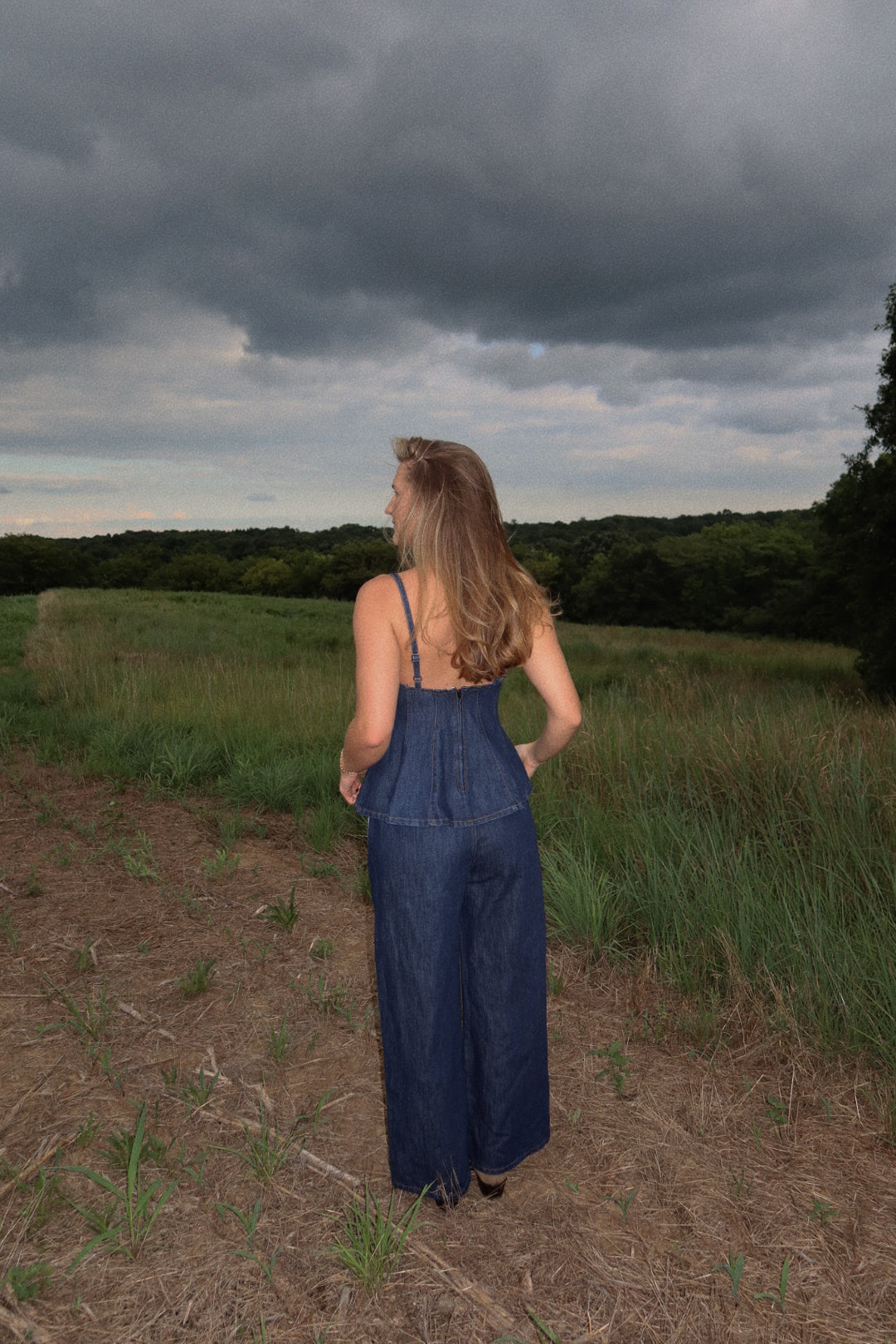 Gigi Denim Peplum Top