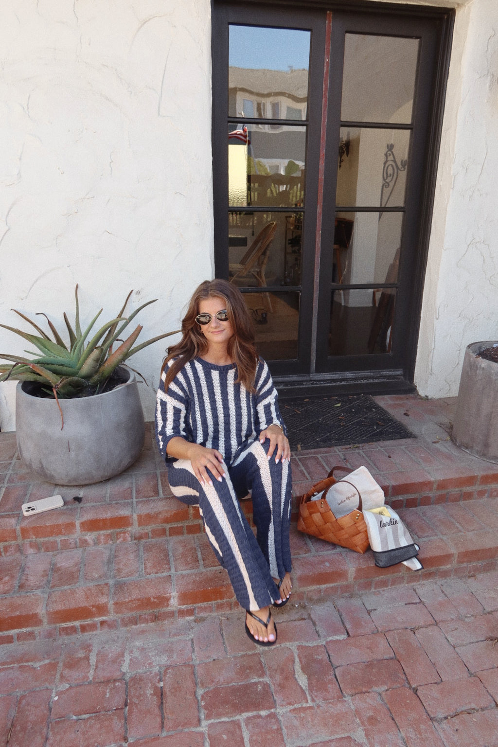 Lakeside Knit Sweater Striped Pants