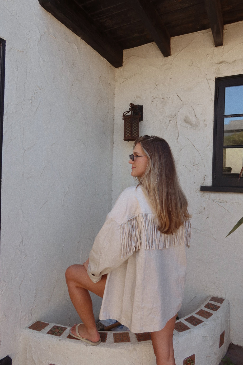 Mountain Town Long Sleeve Fringe Top