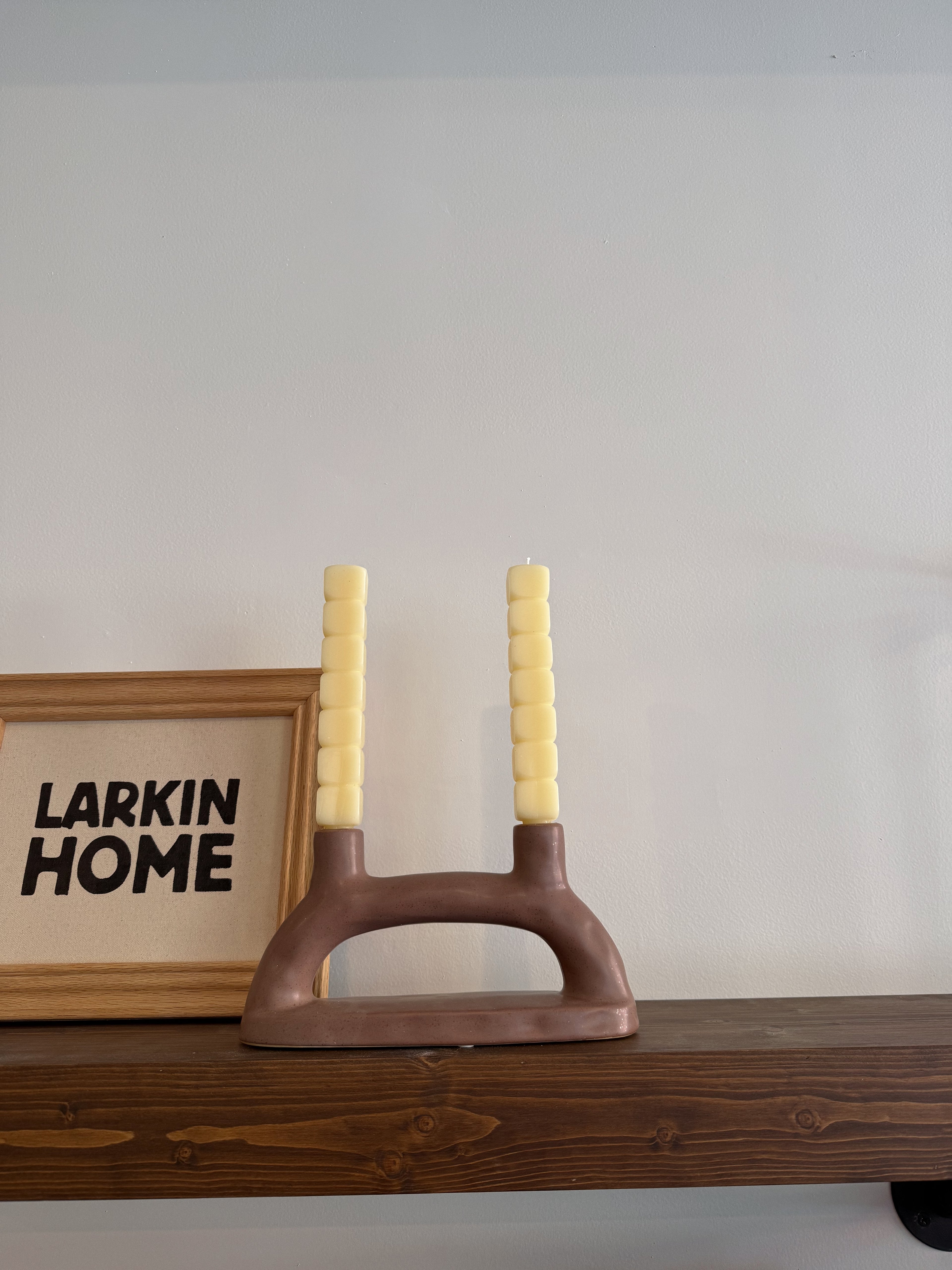 Carolyn Stoneware Double Taper Holder