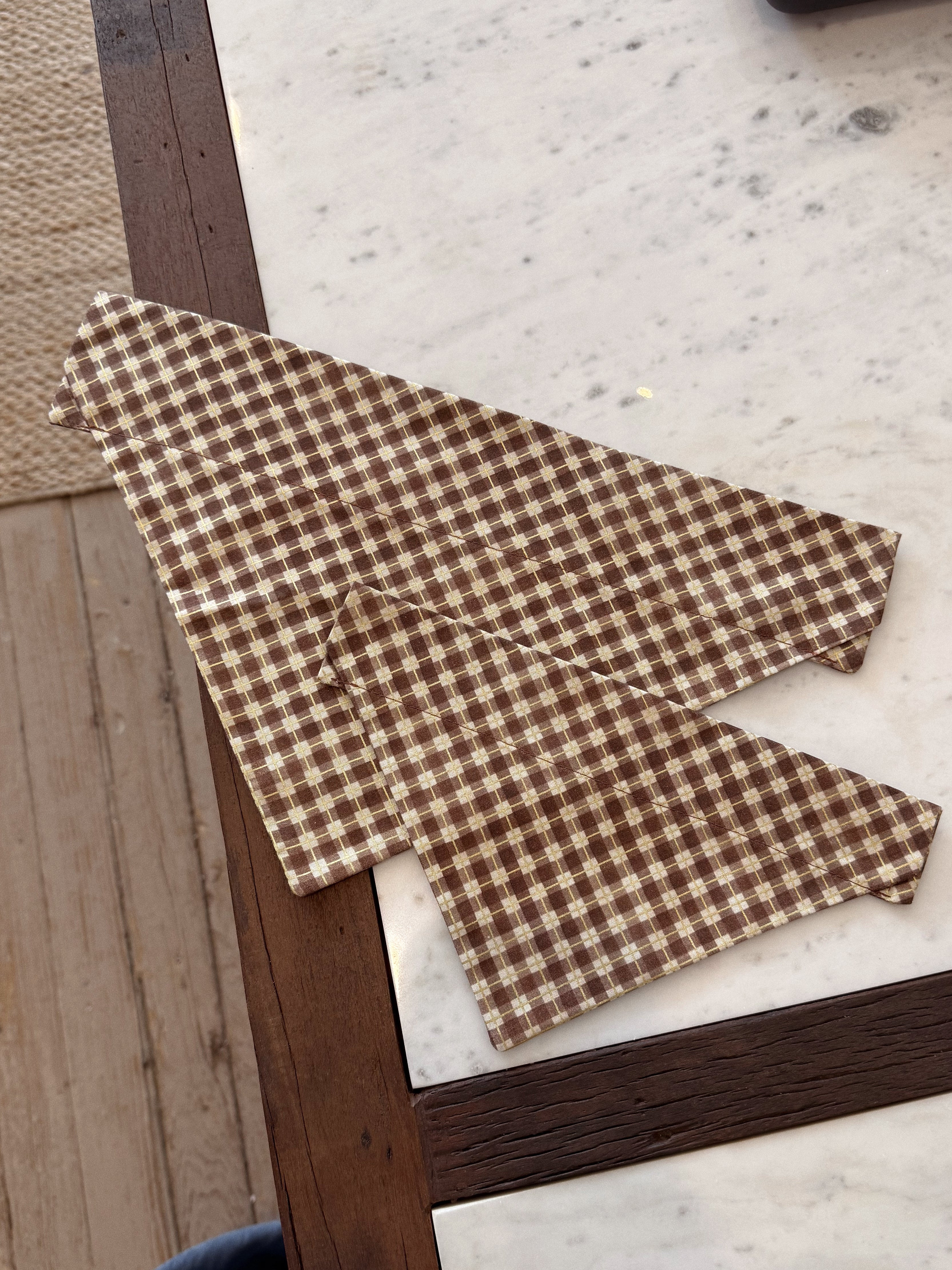 Plaid Embroidered Dog Scarf