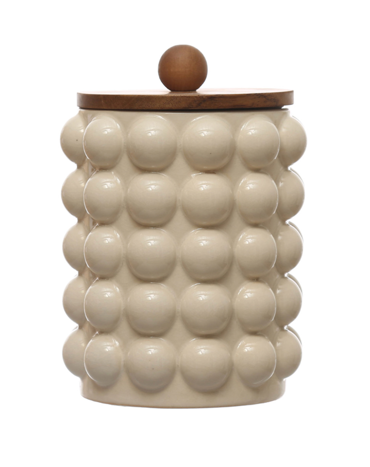 Honey Textured Stoneware Canister With Lid