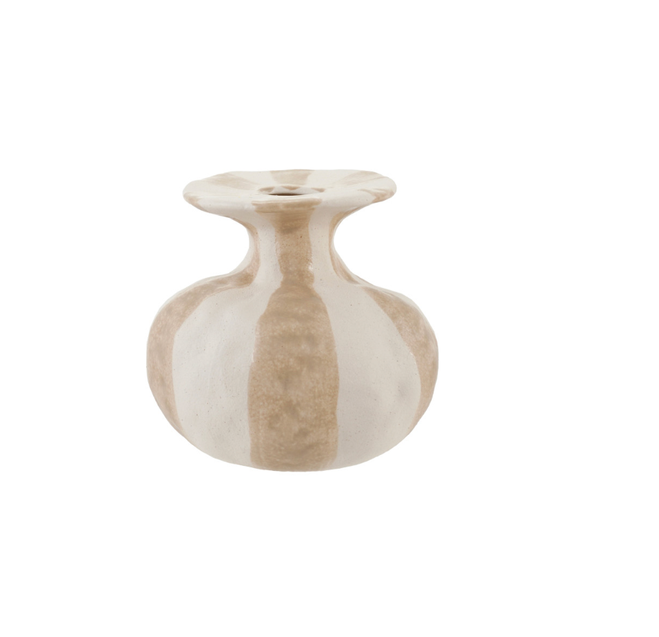 Tallulah Stoneware Organic Shaped Striped Vase