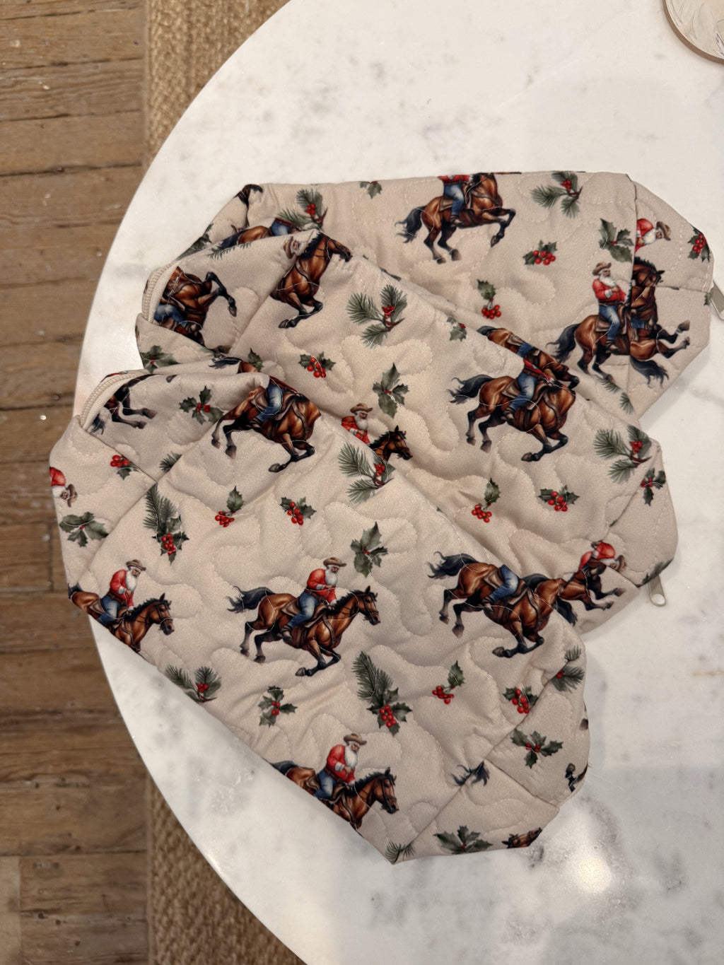 Cowboy Christmas Embroidered Makeup Bag