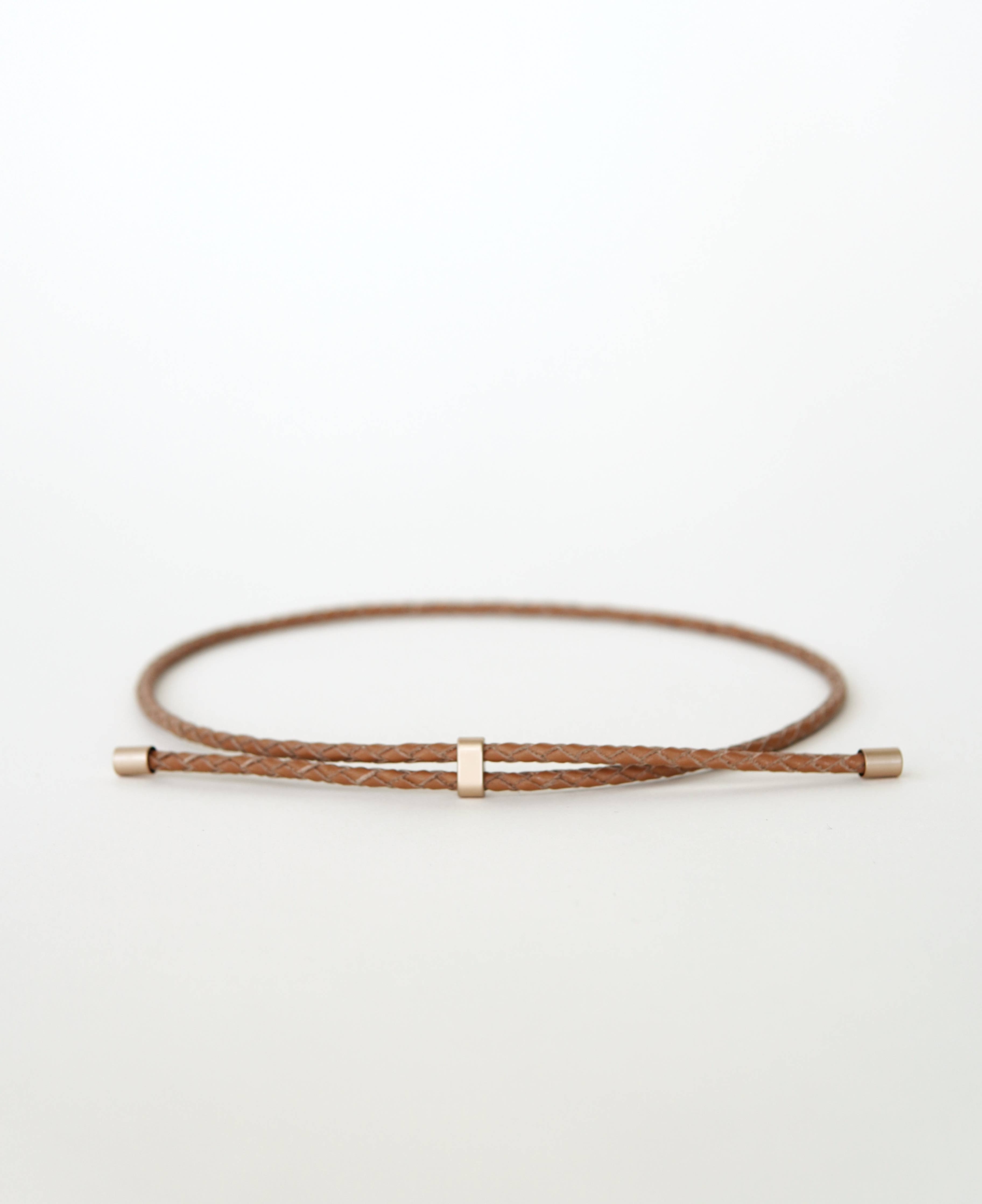 Braided leather hat band - Brown