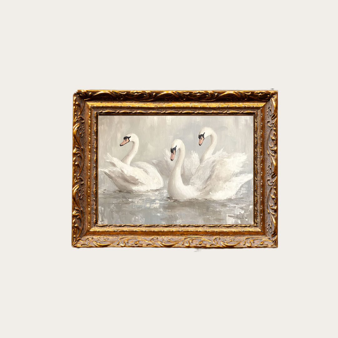 Vintage Swan Framed Print